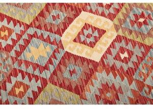 Tappeto Kilim Geometrico Rosso Mattone Azzurro 173x239 Cm