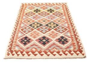Tappeto Kilim Geometrico Avorio Arancione 112x175 Cm