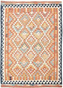 Tappeto Kilim Geometrico Arancione Azzurro 126x180 Cm