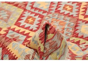 Tappeto Kilim Geometrico Rosso Mattone Azzurro 173x239 Cm