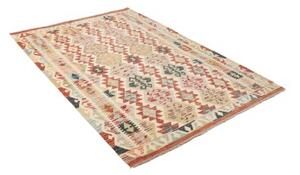 Tappeto Kilim Geometrico Beige Arancione 130x185 Cm