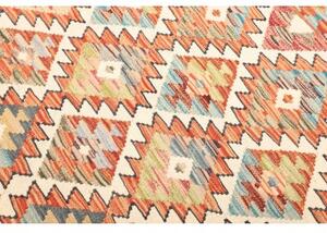 Tappeto Kilim Geometrico Arancione Azzurro 126x180 Cm