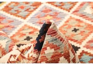 Tappeto Kilim Geometrico Avorio Arancione 112x175 Cm