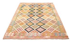 Tappeto Kilim Geometrico Multicolore Beige 132x184 Cm