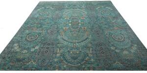 Tappeto Floralia Stilizzato Verde Petrolio Beige 247x304 Cm