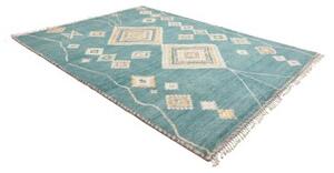 Tappeto Berbero Geometrico Verde Petrolio Avorio 243x310 Cm