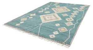 Tappeto Berbero Geometrico Verde Petrolio Avorio 243x310 Cm