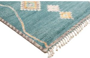 Tappeto Berbero Geometrico Verde Petrolio Avorio 243x310 Cm