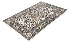 Tappeto Kashan Fine Medaglione Floreale Avorio Blu Cobalto 96x150 Cm