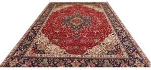 Tappeto Tabriz Medaglione Floreale Rosso Blu Scuro 258x344 Cm
