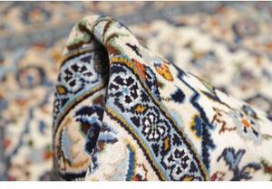 Tappeto Kashan Fine Medaglione Floreale Avorio Blu Cobalto 96x150 Cm