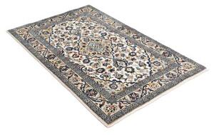 Tappeto Kashan Fine Medaglione Floreale Avorio Blu Cobalto 96x150 Cm