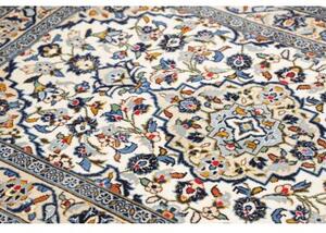 Tappeto Kashan Fine Medaglione Floreale Avorio Blu Cobalto 96x150 Cm