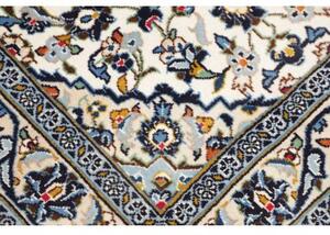 Tappeto Kashan Fine Medaglione Floreale Avorio Blu Cobalto 96x150 Cm