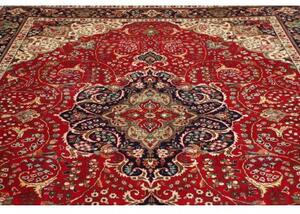 Tappeto Tabriz Medaglione Floreale Rosso Blu Scuro 258x344 Cm