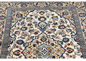 Tappeto Kashan Fine Medaglione Floreale Avorio Blu Cobalto 96x150 Cm