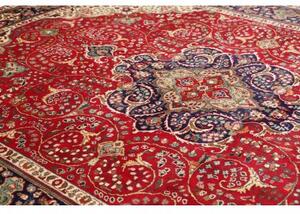 Tappeto Tabriz Medaglione Floreale Rosso Blu Scuro 258x344 Cm