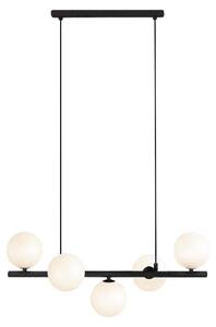 Lampada a sospensione con sfere in vetro opalino FILO, bianco e nero, 5xG9x8W, vetro, dimensioni: 100x65x28 cm, IP20, Kaja