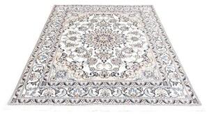 Tappeto Nain Kashmar Medaglione Floreale Avorio Azzurro 146x197 Cm
