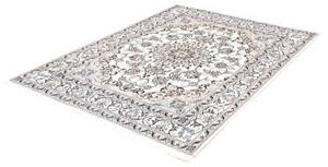 Tappeto Nain Kashmar Medaglione Floreale Avorio Azzurro 146x197 Cm