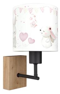 Brilagi - Lampada da parete BOBO WOOD 1xE27/25W/230V rovere/nero/crema/coniglietti