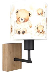 Brilagi - Lampada da parete BOBO WOOD 1xE27/25W/230V rovere/nero/bianco/orsetti