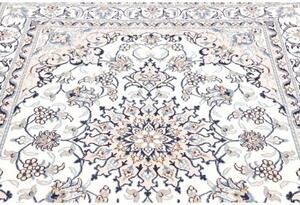 Tappeto Nain Kashmar Medaglione Floreale Avorio Azzurro 146x197 Cm