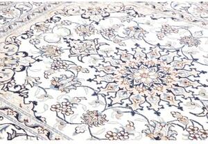 Tappeto Nain Kashmar Medaglione Floreale Avorio Azzurro 146x197 Cm