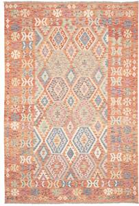 Tappeto Kilim Geometrico Arancione Azzurro 202x302 Cm