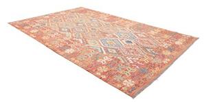 Tappeto Kilim Geometrico Arancione Azzurro 202x302 Cm
