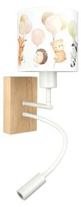 Brilagi - Lampada LED Flex. BOBO WOOD 1xE27/25W/230V + LED/3W rovere/bianco/animaletti