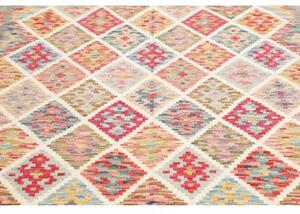 Tappeto Kilim Geometrico Beige Rosso 256x290 Cm