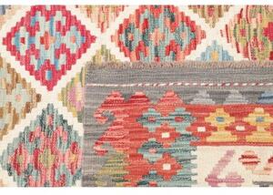 Tappeto Kilim Geometrico Beige Rosso 256x290 Cm