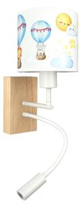 Brilagi - LED Flex. lampada BOBO WOOD 1xE27/25W/230V + LED/3W rovere/bianco/animaletti