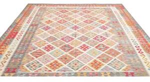 Tappeto Kilim Geometrico Beige Rosso 256x290 Cm