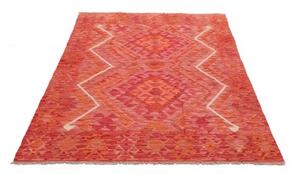 Tappeto Kilim Geometrico Rosso Corallo Avorio 126x178 Cm
