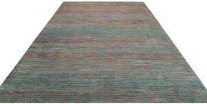 Tappeto Cromopura Geometrico Blu Petrolio Rame 253x351 Cm