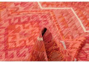 Tappeto Kilim Geometrico Rosso Corallo Avorio 126x178 Cm