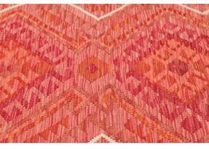 Tappeto Kilim Geometrico Rosso Corallo Avorio 126x178 Cm