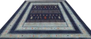 Tappeto Gabbeh Nova Geometrico Blu Scuro Azzurro 250x304 Cm