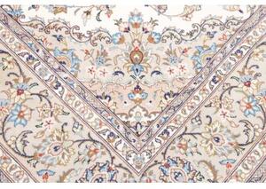 Tappeto Kashan Medaglione Floreale Avorio Blu Ceruleo 195x300 Cm