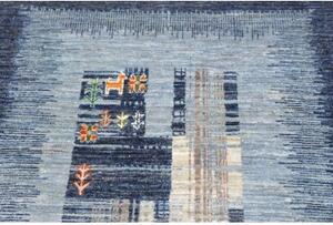 Tappeto Gabbeh Nova Figurativo Blu Azzurro Corsia 81x300 Cm