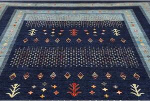 Tappeto Gabbeh Nova Geometrico Blu Scuro Azzurro 250x304 Cm