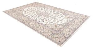 Tappeto Kashan Medaglione Floreale Avorio Blu Ceruleo 195x300 Cm