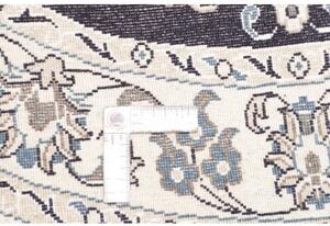 Tappeto Nain Kashmar Medaglione Floreale Blu Scuro Bianco Avorio Rotondo 142x150 Cm