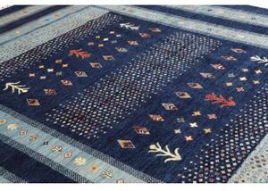 Tappeto Gabbeh Nova Geometrico Blu Scuro Azzurro 250x304 Cm
