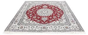 Tappeto Nain Kashmar Medaglione Floreale Rosso Avorio Quadrato 196x193 Cm