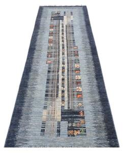 Tappeto Gabbeh Nova Figurativo Blu Azzurro Corsia 81x300 Cm
