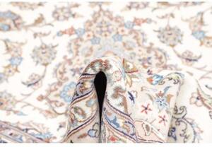 Tappeto Kashan Medaglione Floreale Avorio Blu Ceruleo 195x300 Cm