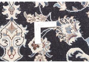 Tappeto Nain Kashmar Medaglione Floreale Blu Scuro Bianco Avorio Corsia 78x305 Cm